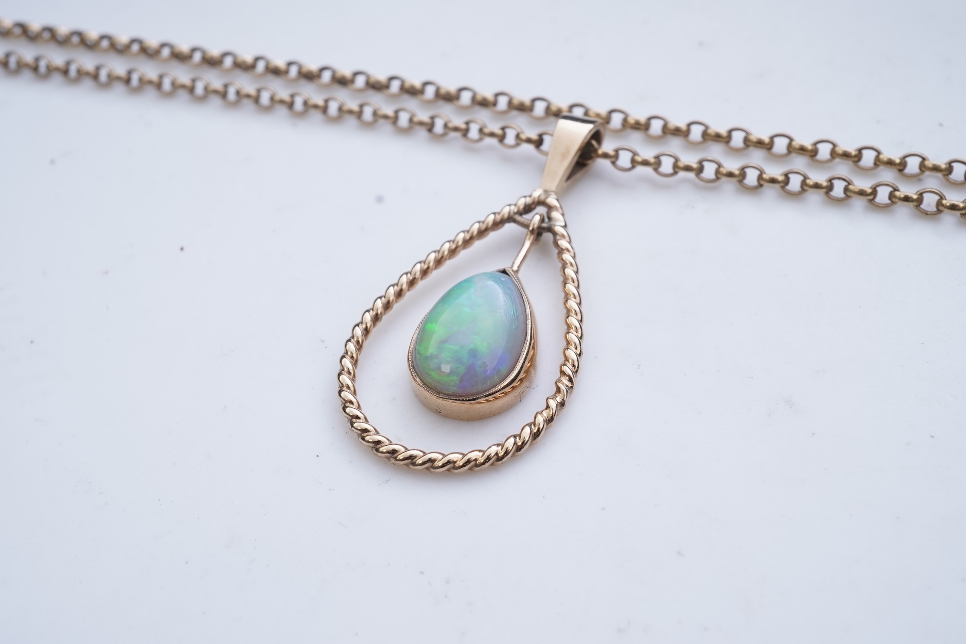 An opal pendant necklace
